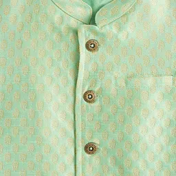 indus route by Pantaloons Boys Ethnic Motifs Printed Jacquard Silk Blend Nehru Jacket image 3