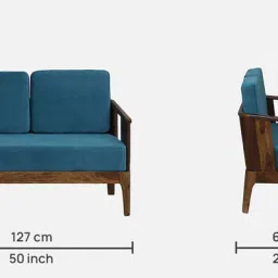woodsworth from pepperfry Desna Sheesham Wood 2 Seater Sofa In Blue Colour image 2
