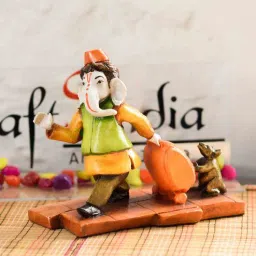 ecraftindia Lord Ganesha Orange Polyresin Idol-picture-38