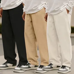 fabflee Pack of 3 Men Self Design Multicolor Track Pants-picture-15