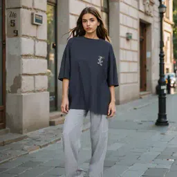 Shein Drop Shoulder Typographic Back Print Oversized Fit Tshirt image 3