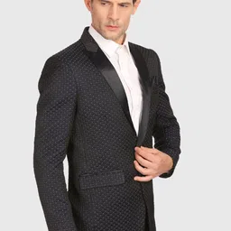 LUXURAZI Men Self-Design Slim-Fit Single-Breasted Formal Blazer image 2