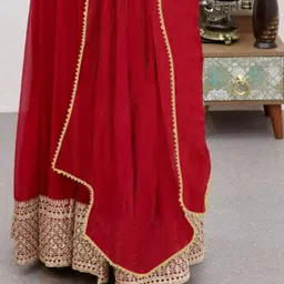 BAESD Floral Embroidered Sequinned Georgette Anarkali Ethnic Dress With Dupatta image 2