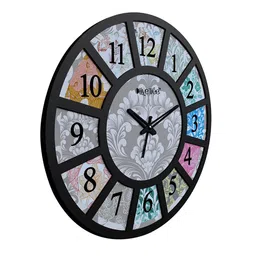 OLIVE TREE Black Contemporary Round Wall Clock image 2