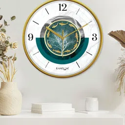 RANDOM White & Green Printed Contemporary Wall Clock image 4