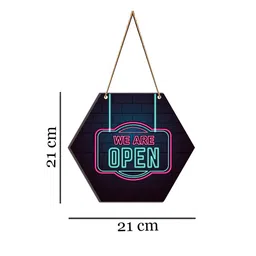 SAF Blue & Pink Printed Hexagon Wooden Wall Hanging image 3