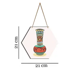 SAF White & Red Abstract Art Printed Hexagon Wall Hanging image 3