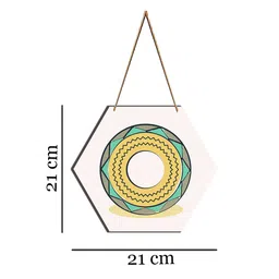 SAF White & Yellow Abstract Art Printed Hexagon Wall Hanging image 3