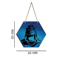 SAF Blue & Black Lord Shiva Printed Hexagon Wall Hanging image 3