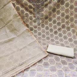 KALINI Embroidered Organza Unstitched Dress Material image 3