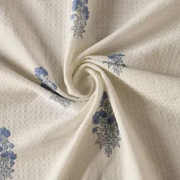 Peepul Tree Off White & Blue 4 Pieces Printed Cotton 300 GSM Towel Set image 5