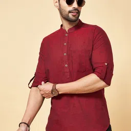 indus route by Pantaloons Mandarin Collar Thread Work Pathani Kurta image 2