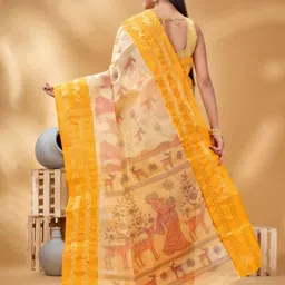 DESH BIDESH Ethnic Motifs Printed Zari Pure Cotton Taant Saree image 3