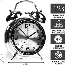 duant Analog Silver Clock image 2