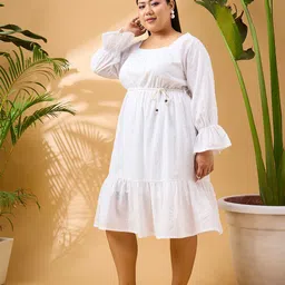 SASSAFRAS Curve Plus Size Striped Fit & Flare Pure Cotton Dress image 2