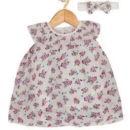 Creative Kids Infants Girls Pack Of 2 Floral Printed Cap Sleeves A-Line Romper Dress image 5