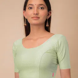 Bindigasm's Advi Self-Design Cotton Stretchable Readymade Saree Blouse image 4