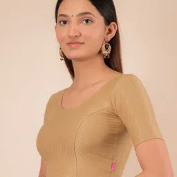 Bindigasm's Advi Self-Design Cotton Stretchable Readymade Saree Blouse image 2