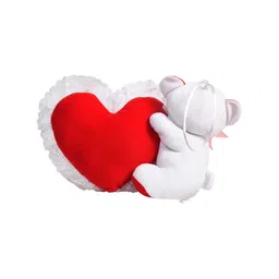 Ultra Unisex Kids White & Red Teddy Bear Stuffed Animal Plush Bear with Be My Valentine Red Heart Soft Toy image 5