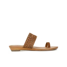 Bata Embellished Laser Cut One Toe Flats image 3