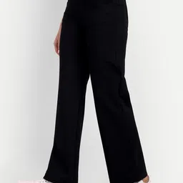 broadstar Women Loose Fit Black Lycra Blend Trousers-picture-24
