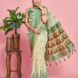 MIMOSA Floral Woven Design Zari Banarasi Saree image 3