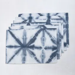 ratan cart TARAN LIVING 4-pcs Blue & Grey Printed Table Placemat image 4