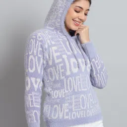 Chemistry Typography Printed Hooded Woollen Pullover image 5