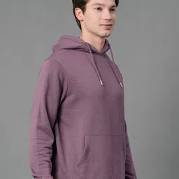 Red Tape Men Mauve Solid Hooded Sweatshirt image 3