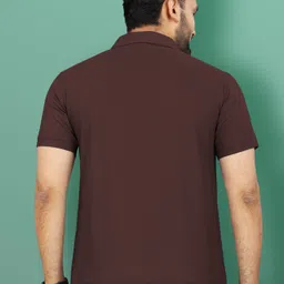 vebnor Men Solid Polo Neck Polyester Brown T-Shirt image 2