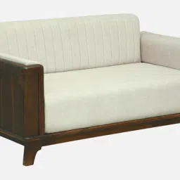 woodsworth from pepperfry Gorzow Sheesham Wood 2 Seater Sofa In Beige Colour image 4