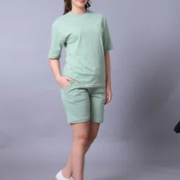 Lazy Lush Round Neck T-Shirt With Shorts Co-Ords image 2
