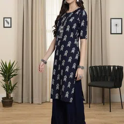 HERE&NOW Selection Of 2 Floral Printed Round Neck Straight Kurta image 3