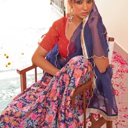 KALINI Printed Sequinned Ready to Wear Lehenga & Blouse With Dupatta image 3