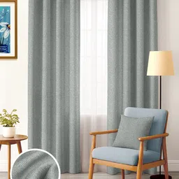Nefertiti Home Grey 2 Pieces Textured Black Out Door Curtain-picture-47