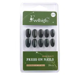 FEELHIGH Set Of 24 Press On Cat Eye Reusable Nails - E-11 image 2