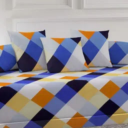 Arrabi 6-Pcs White & Blue Printed Diwan Set image 2