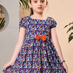 VAVA Creation Girls Floral Printed Square Neck Cotton Fit & Flare Dress-picture-23