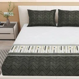 ADHUNA Green 250 TC Single Bedsheet with 2 Pillow Covers image 3