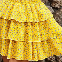 LULU & SKY Women Printed A-Line Layered Tiered Skirts image 2