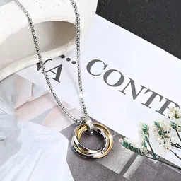 Designs & You Women Silver-Plated Oval Pendants with Chains image 3