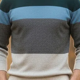Mast & Harbour Men Colourblocked Striped Long Sleeves Casual Pullover Sweaters image 5