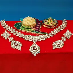 VATSALYA creation Rhodium-Plated Artificial Stone Studded Jewellery Set image 1