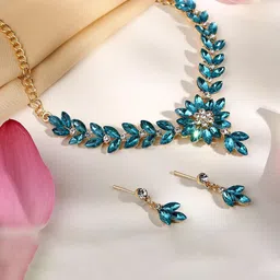 Atasi International Gold-Plated Crystals & American Diamond Studded Jewellery Set-picture-50