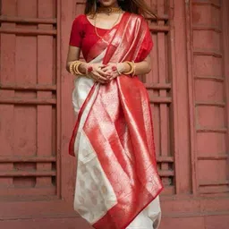 HERE&NOW Ethnic Motifs Woven Design Zari Banarasi Saree image 2