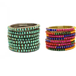 Only Offers Set Of 2 Multi Glass Artificial Stones Bangle-image-31