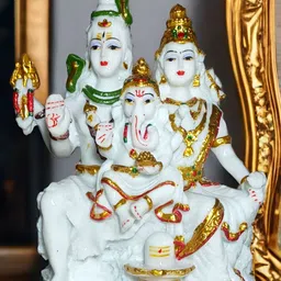 Vrinban International White & Mustard Yellow Religious Idol Marble Showpiece-image-3