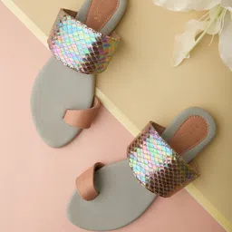 FLEUR FOOTWEAR Women Woven Design One Toe Flats-image-2