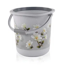 Aura Grey & White Floral Plastic Bath Accessories Set-picture-33
