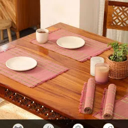 Peepul Tree 6 Pieces Pink & Beige Textured Table Placemats image 5